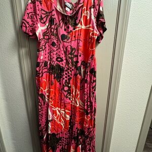 Manuhealii Pink and Black Maxi Dress